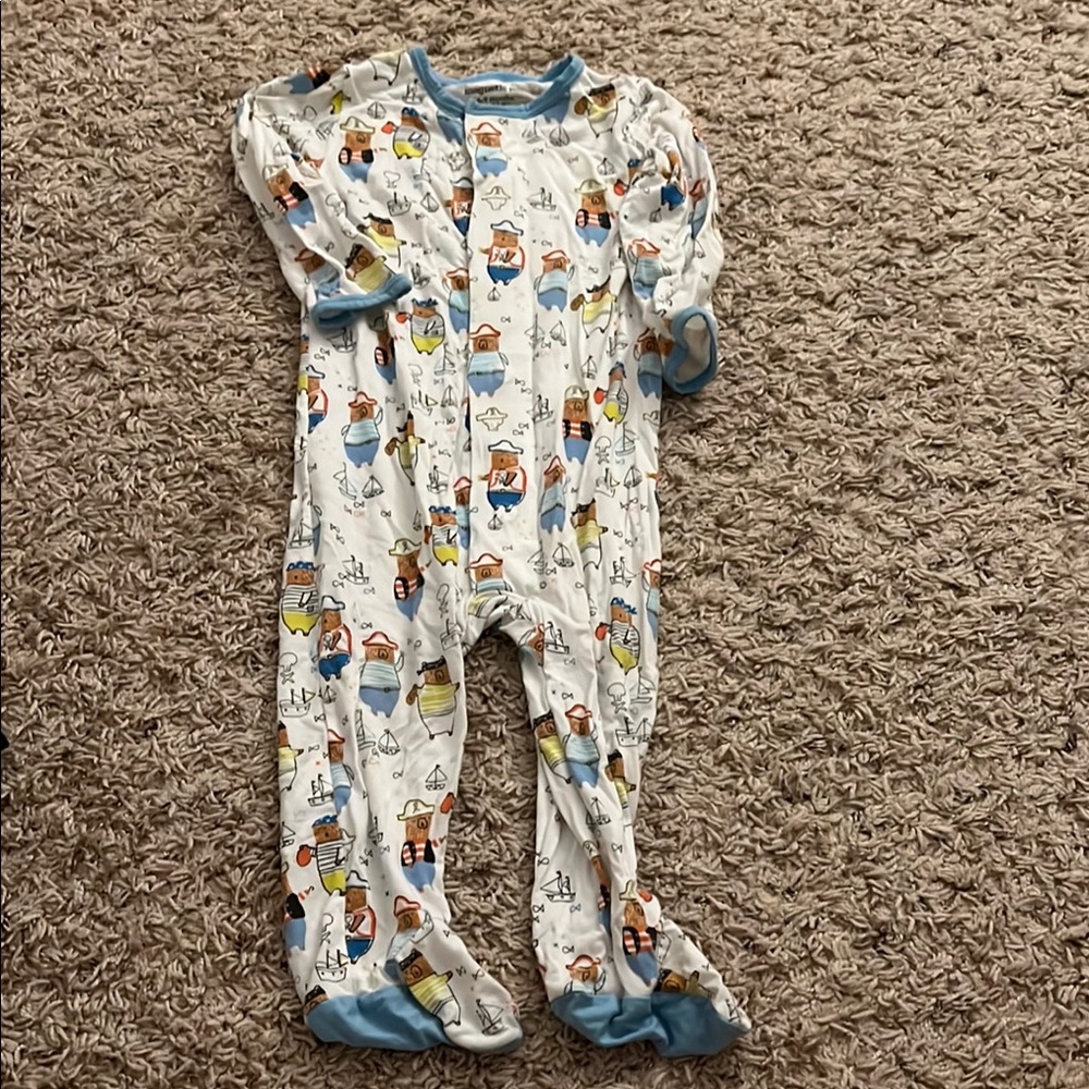 Magnetic Me White and Blue Footies Pajamas
